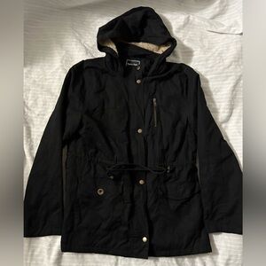 Funky Tribe Outerwear Anorak Jacket Black Hooded W/Faux Fur Lining Size L